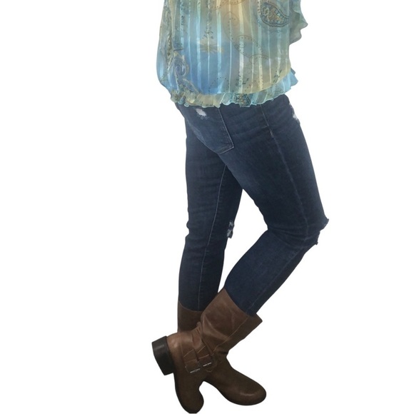 Stitchfix id:23 Jeans Tapered Sz 28 Distressed Modern Skinny Dark Wash Stretch - Picture 2 of 10